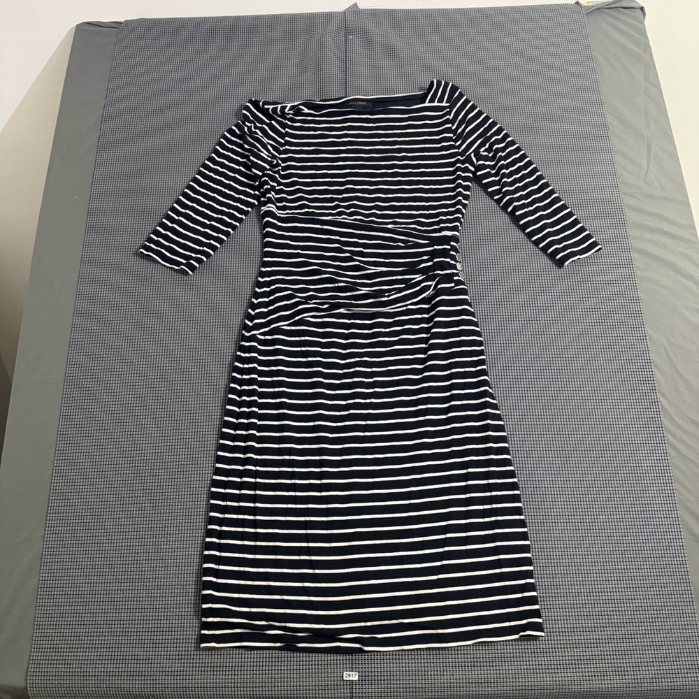 White House Black Market Striped Ruched Sheath Dress Black White Size S